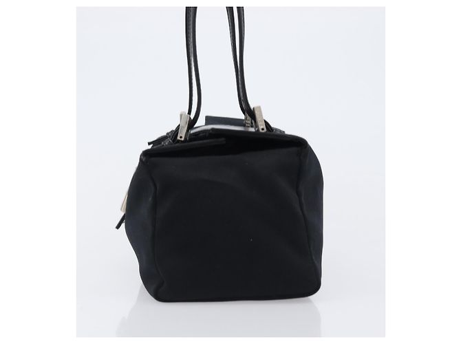 Borsa a mano FENDI Mamma Baguette in jersey di cotone Nero Argento Auth 200914V - vista 3