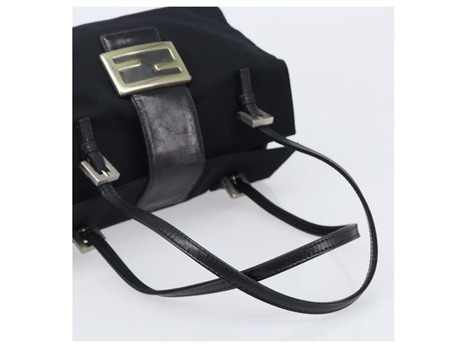 Borsa a mano FENDI Mamma Baguette in jersey di cotone Nero Argento Auth 200914V - vista 7
