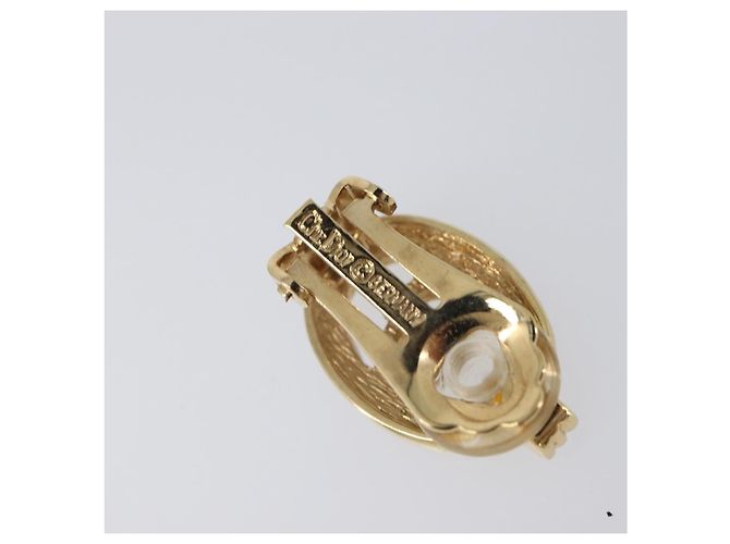 Orecchini Christian Dior metallo Gold Tone Auth SW2805V - vista 4
