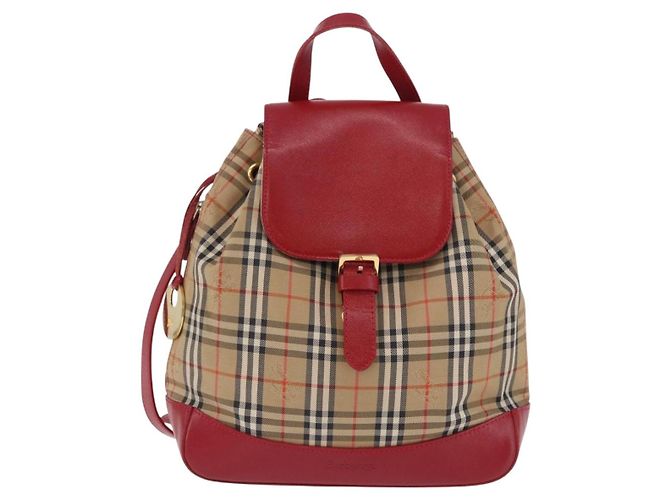 Burberrys Nova Check Rucksack Canvas Beige Gold Auth 199427V Golden - Ansicht 13