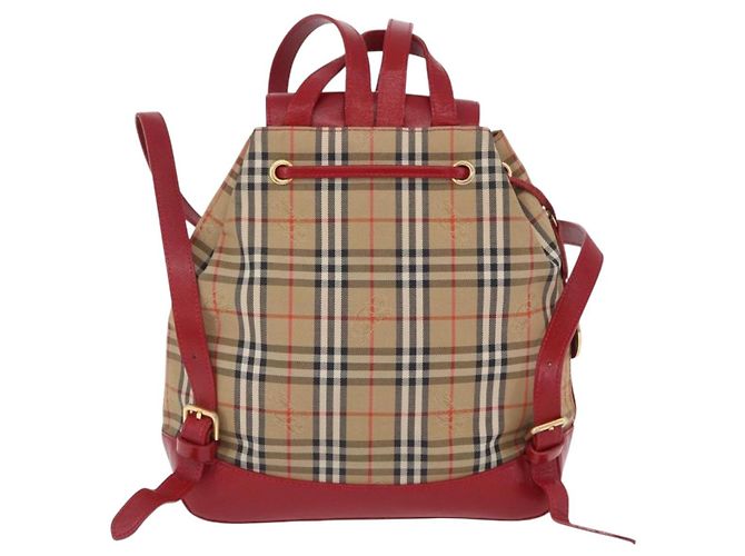 Burberrys Nova Check Rucksack Canvas Beige Gold Auth 199427V Golden - Ansicht 2