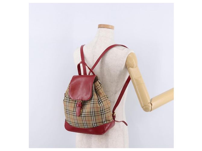 Burberrys Nova Check Rucksack Canvas Beige Gold Auth 199427V Golden - Ansicht 25