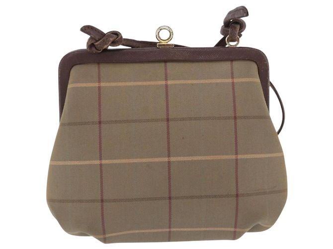 Borsa a Tracolla Burberrys Nova Check Canvas Beige Gold Auth 202710 D'oro - vista 2