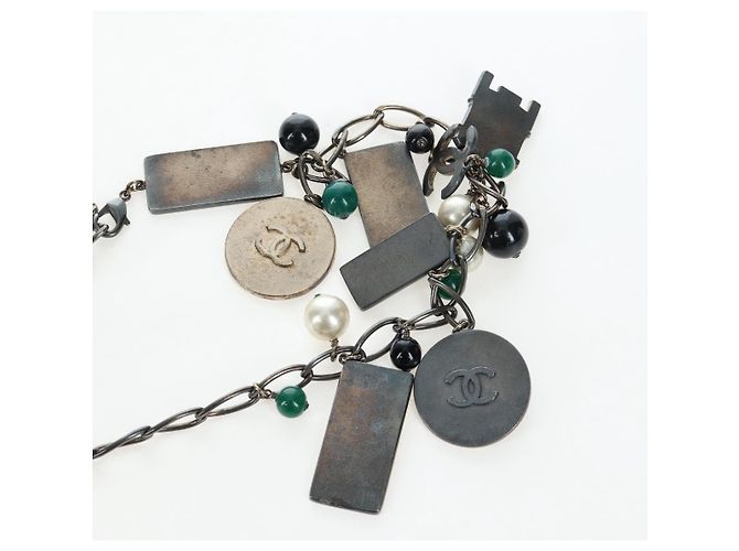 Collana CHANEL metallo Nero CC Auth 198872M - vista 12