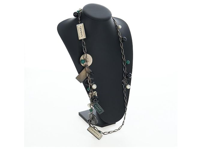 Collana CHANEL metallo Nero CC Auth 198872M - vista 13