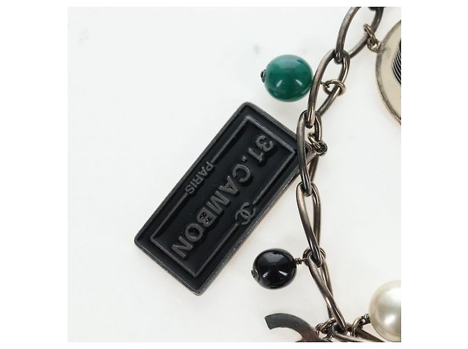 Collana CHANEL metallo Nero CC Auth 198872M - vista 2