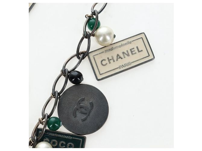 Collana CHANEL metallo Nero CC Auth 198872M - vista 6