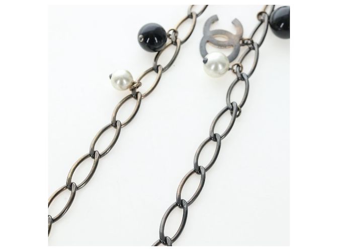 Collana CHANEL metallo Nero CC Auth 198872M - vista 8