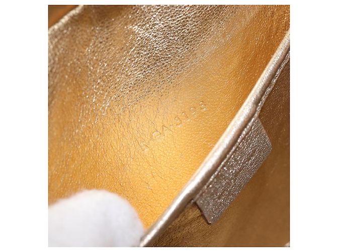 Céline CELINE Luggage Nano Shopper Hand Bag Leather 2way Gold Auth 202288A D'oro - vista 12