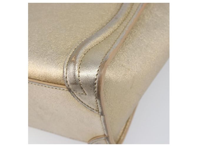 Céline CELINE Luggage Nano Shopper Hand Bag Leather 2way Gold Auth 202288A D'oro - vista 17