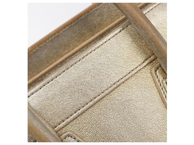 Céline CELINE Luggage Nano Shopper Hand Bag Leather 2way Gold Auth 202288A D'oro - vista 19