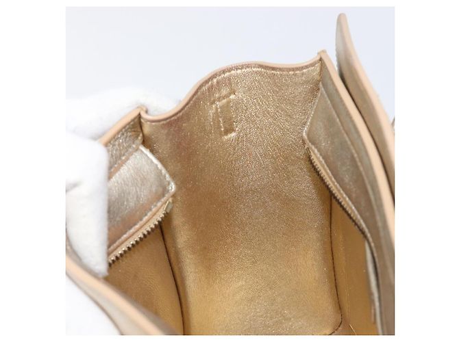 Céline CELINE Luggage Nano Shopper Hand Bag Leather 2way Gold Auth 202288A D'oro - vista 22