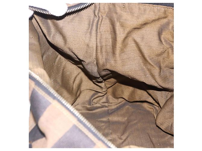 Pequin Borsa Tote FENDI Pecan Canvas Marrone Nero Auth 202984 - vista 20