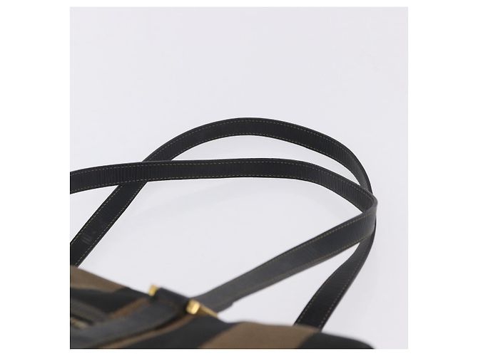 Pequin Borsa Tote FENDI Pecan Canvas Marrone Nero Auth 202984 - vista 8
