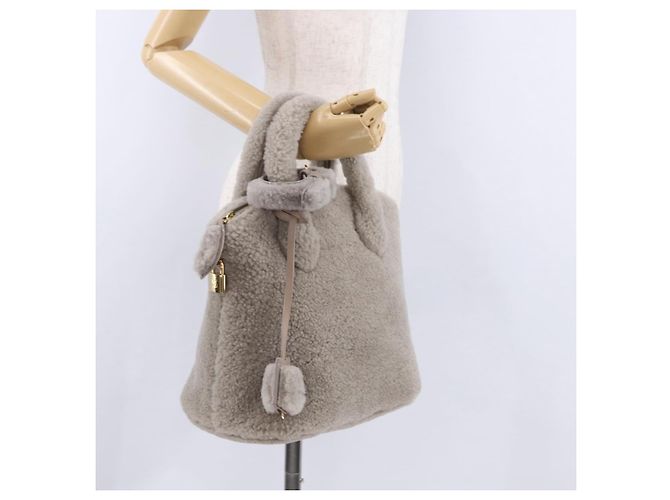 Borsa a mano LOUIS VUITTON Lockit Voyage Mouton Greige M93850 LV Auth am12524SAM - vista 27