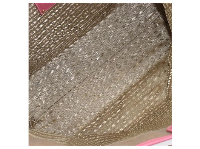 Borsa Tote PRADA in jacquard di tela marrone oro Auth 200586V D'oro - vista 10