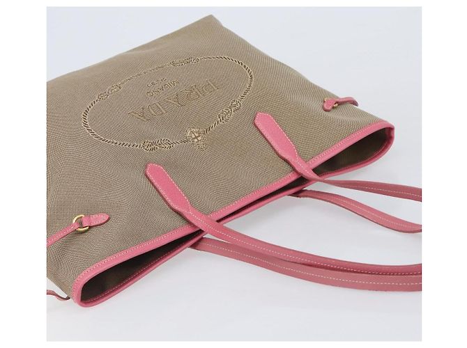 Borsa Tote PRADA in jacquard di tela marrone oro Auth 200586V D'oro - vista 6