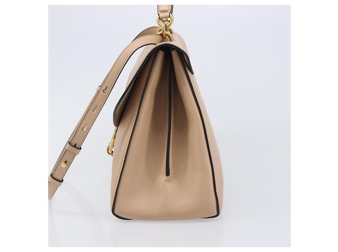 Borsa Salvatore Ferragamo Gancini in pelle 2way Beige Gold Auth 199034A D'oro - vista 3