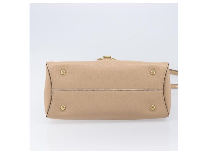 Borsa Salvatore Ferragamo Gancini in pelle 2way Beige Gold Auth 199034A D'oro - vista 5