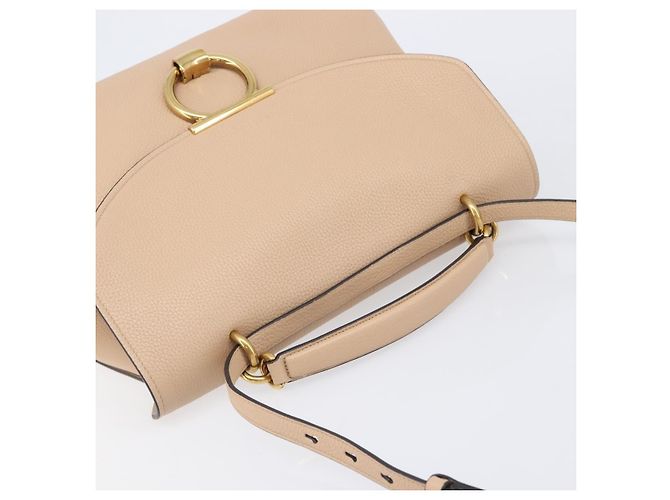 Borsa Salvatore Ferragamo Gancini in pelle 2way Beige Gold Auth 199034A D'oro - vista 6