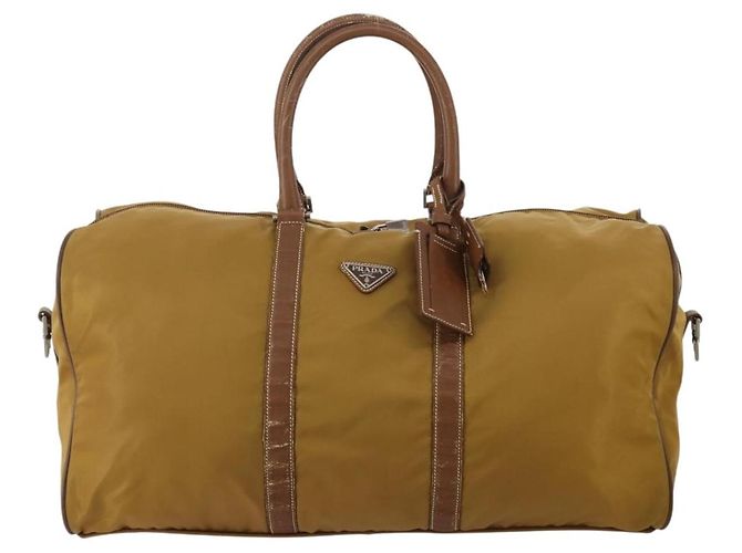 PRADA Boston Bag Nylon Beige Silver Auth bs36871 Silvery - view 13