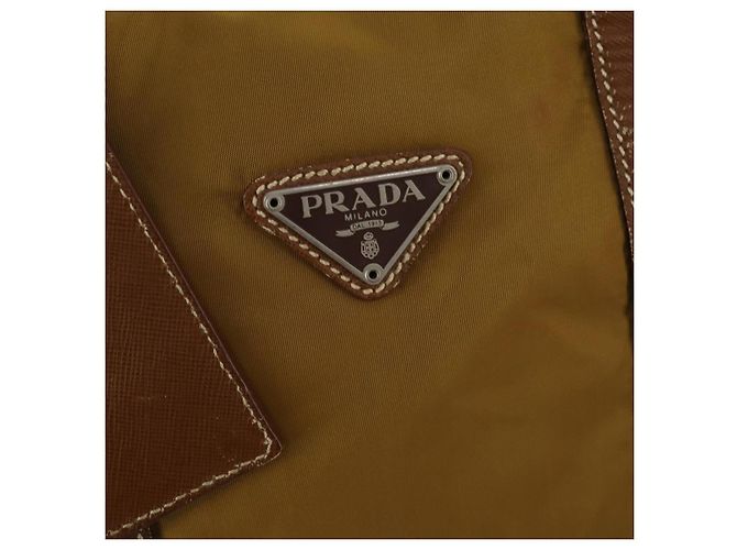 PRADA Boston Bag Nylon Beige Silver Auth bs36871 Silvery - view 20