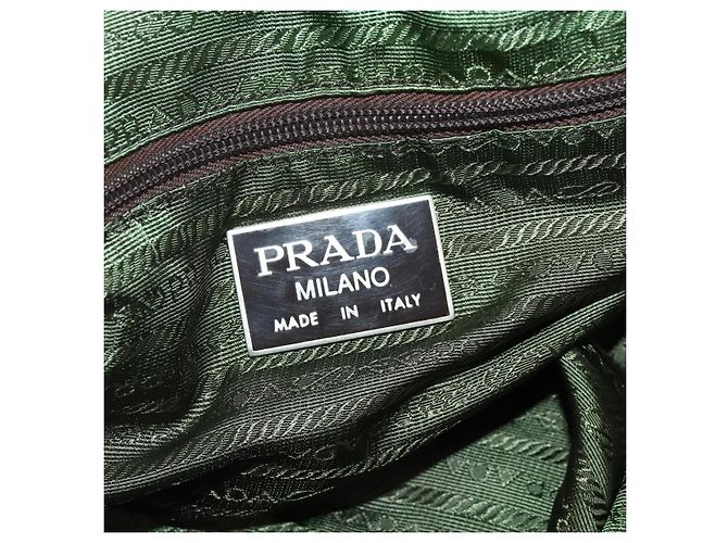 PRADA Boston Bag Nylon Beige Silver Auth bs36871 Silvery - view 24