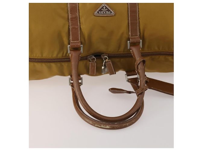 PRADA Boston Bag Nylon Beige Silver Auth bs36871 Silvery - view 7