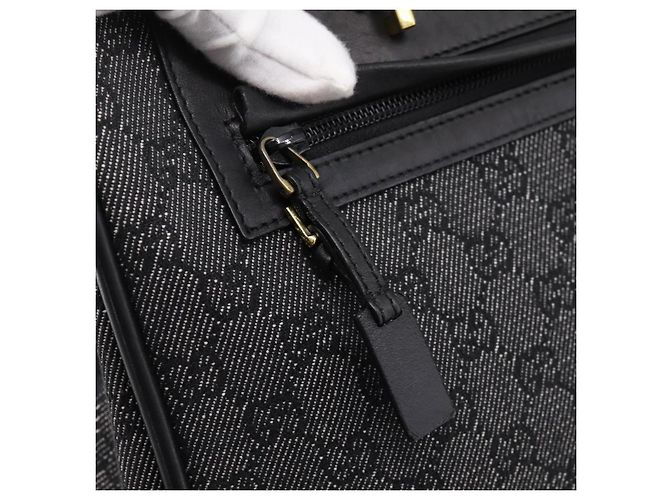Borsa Tote GUCCI GG Canvas Nero Oro 92731 Auth 202890A D'oro - vista 10