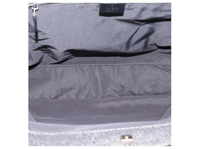 Borsa Tote GUCCI GG Canvas Nero Oro 92731 Auth 202890A D'oro - vista 11