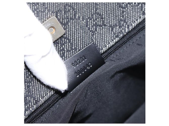 Borsa Tote GUCCI GG Canvas Nero Oro 92731 Auth 202890A D'oro - vista 12