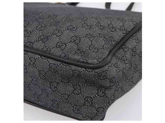 Borsa Tote GUCCI GG Canvas Nero Oro 92731 Auth 202890A D'oro - vista 15