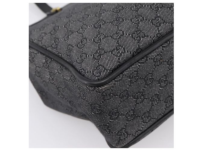 Borsa Tote GUCCI GG Canvas Nero Oro 92731 Auth 202890A D'oro - vista 16