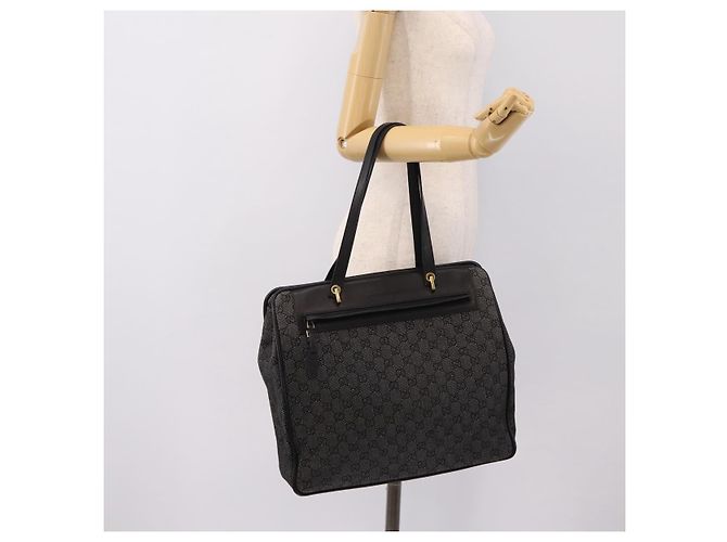 Borsa Tote GUCCI GG Canvas Nero Oro 92731 Auth 202890A D'oro - vista 23