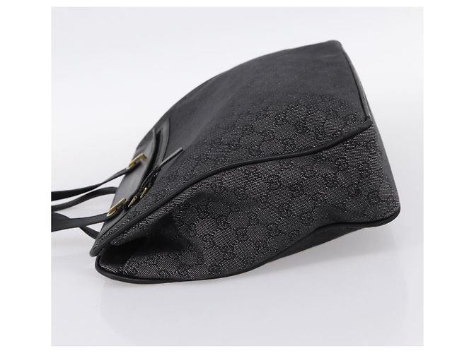 Borsa Tote GUCCI GG Canvas Nero Oro 92731 Auth 202890A D'oro - vista 3