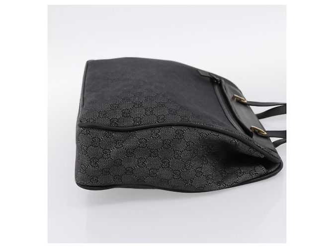 Borsa Tote GUCCI GG Canvas Nero Oro 92731 Auth 202890A D'oro - vista 4