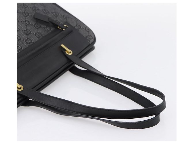 Borsa Tote GUCCI GG Canvas Nero Oro 92731 Auth 202890A D'oro - vista 6