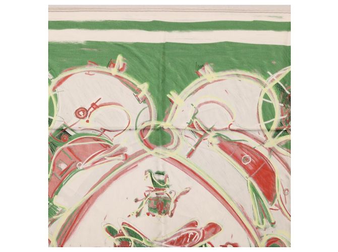 Hermès Pañuelo HERMES Carre 90 Seda Verde Auth 199724M - vista 15