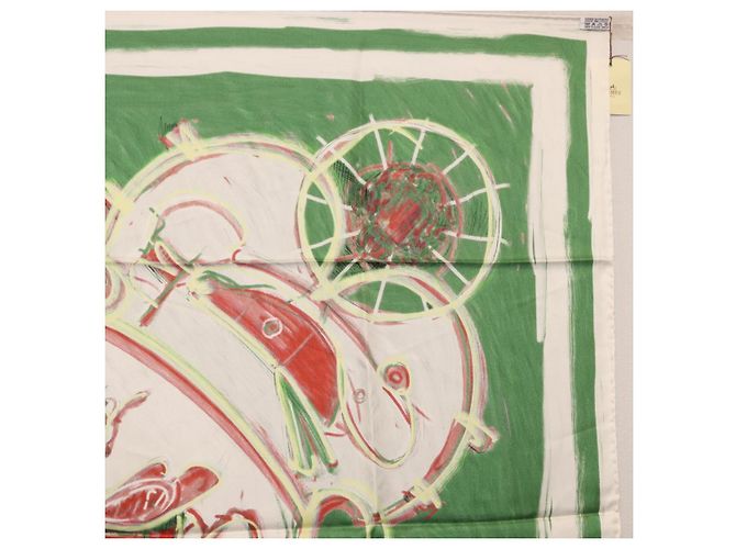 Hermès Pañuelo HERMES Carre 90 Seda Verde Auth 199724M - vista 16