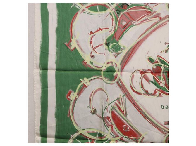 Hermès Pañuelo HERMES Carre 90 Seda Verde Auth 199724M - vista 17