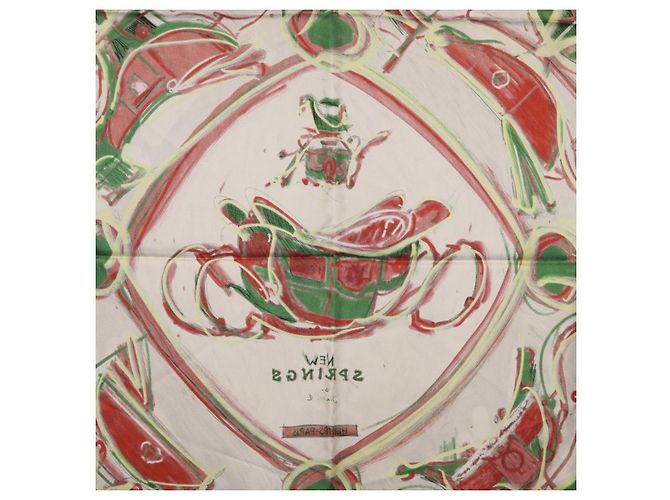 Hermès Pañuelo HERMES Carre 90 Seda Verde Auth 199724M - vista 18