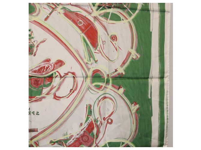 Hermès Pañuelo HERMES Carre 90 Seda Verde Auth 199724M - vista 19