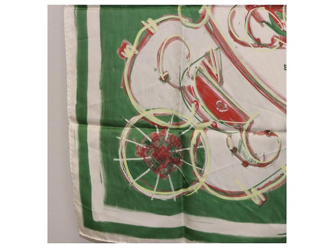 Hermès Pañuelo HERMES Carre 90 Seda Verde Auth 199724M - vista 20