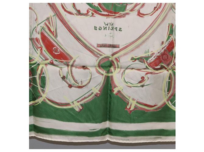 Hermès Pañuelo HERMES Carre 90 Seda Verde Auth 199724M - vista 21