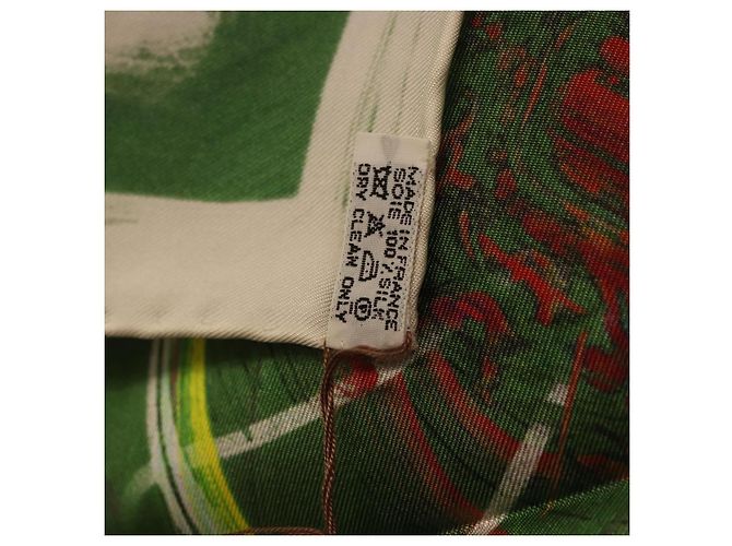 Hermès Pañuelo HERMES Carre 90 Seda Verde Auth 199724M - vista 23