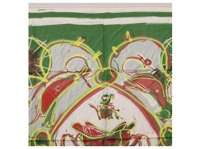 Hermès Pañuelo HERMES Carre 90 Seda Verde Auth 199724M - vista 3