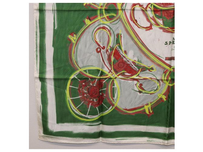 Hermès Pañuelo HERMES Carre 90 Seda Verde Auth 199724M - vista 8