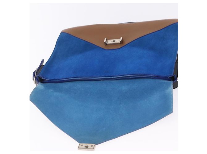 Céline CELINE Schultertasche aus Leder Blue Black Auth 202635A Schwarz Blau - Ansicht 10