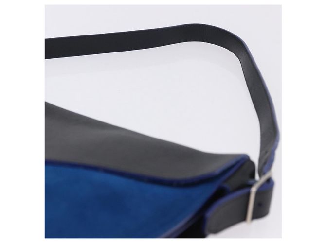 Céline CELINE Schultertasche aus Leder Blue Black Auth 202635A Schwarz Blau - Ansicht 14