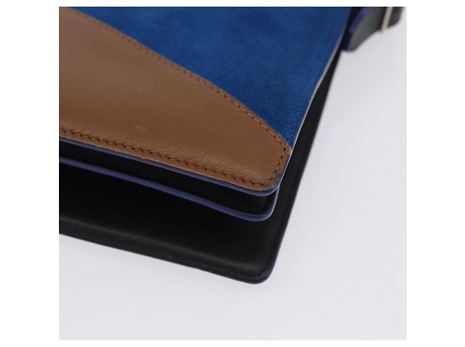 Céline CELINE Schultertasche aus Leder Blue Black Auth 202635A Schwarz Blau - Ansicht 15